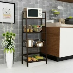 Wholesale 💯 Costway 4-Tier Bamboo Ladder Shelf Plant Display Stand Rack Bookshelf Dark Brown ⭐