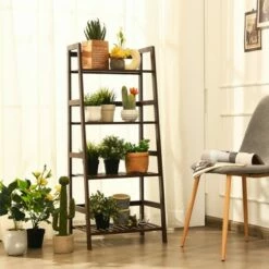Wholesale 💯 Costway 4-Tier Bamboo Ladder Shelf Plant Display Stand Rack Bookshelf Dark Brown ⭐ -Bookshelves And Bookcases store unnamed file 2209