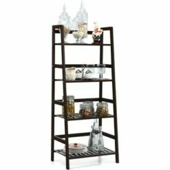 Wholesale 💯 Costway 4-Tier Bamboo Ladder Shelf Plant Display Stand Rack Bookshelf Dark Brown ⭐ -Bookshelves And Bookcases store unnamed file 2213