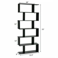 Hot Sale ⌛ Costway 2 PCS 6 Tier S-Shaped Bookshelf Storage Display Bookcase Z-Shelf ⭐