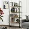 Outlet ✨ Costway 4-Tier Ladder Shelf Bookshelf Industrial Wall Shelf w/Metal Frame Rustic Brown 👏