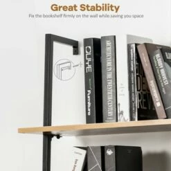 Outlet ✨ Costway 4-Tier Ladder Shelf Bookshelf Industrial Wall Shelf w/Metal Frame Rustic Brown 👏 -Bookshelves And Bookcases store unnamed file 2264