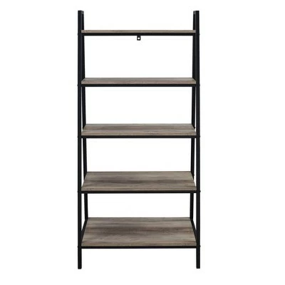 Cheapest 🥰 56" Metal and Wood Tiered Ladder Bookcase - Saracina Home Dark Walnut 🌟 7 Cheapest 🥰 56" Metal and Wood Tiered Ladder Bookcase - Saracina Home Dark Walnut 🌟 - Image 5