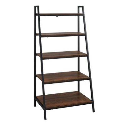 Cheapest 🥰 56" Metal and Wood Tiered Ladder Bookcase - Saracina Home Dark Walnut 🌟 11 Cheapest 🥰 56" Metal and Wood Tiered Ladder Bookcase - Saracina Home Dark Walnut 🌟 - Image 9