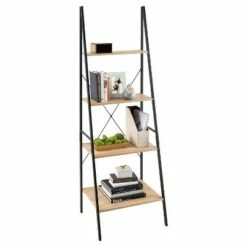 New 🥰 70" Ladder Bookshelf Mixed Material Light Brown - ClosetMaid 🥰