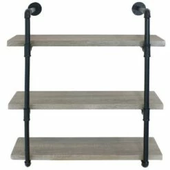 Best reviews of ❤️ Sunnydaze Decor Sunnydaze 3 Shelf Industrial Style Pipe Frame Wall-Mounted Floating Shelf with Wood Veneer Shelves - Oak Gray Veneer 🤩 -Bookshelves And Bookcases store unnamed file 2364