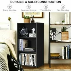 New 🧨 Costway 3 Open Shelf Bookcase Modern Multi-functional Storage Display Cabinet Black 👏 -Bookshelves And Bookcases store unnamed file 237