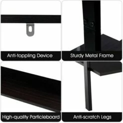 Deals ⭐ Costway Industrial Ladder Shelf 4-Tier Leaning Wall Bookcase Plant Stand Rustic Black/Brown ✔️ -Bookshelves And Bookcases store unnamed file 2379