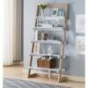 Brand new 🛒 70.75" Prosima Leaning Bookcase White/Weathered White - miBasics 🌟