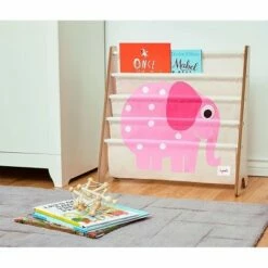 Deals ✔️ 3 Sprouts High Quality Multipurpose Kids and Toddler Playroom or Bedroom Storage Shelf Organizer Bookcase Furniture, Pink Elephant 🔥