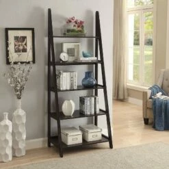 Brand new ⭐ Belray Home Furnishings & Decor Belray Home Linden 5 Tier Wooden Modern Decorative Furniture Wall Shelving Center Unit Ladder Bookcase for Living Room, Kitchen, and Office, Espresso 🔔 -Bookshelves And Bookcases store unnamed file 2443