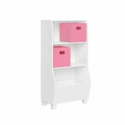 Best Sale ⌛ 23" Kids' Bookcase with Toy Organizer and 2 Bins - RiverRidge Home Pink 😍 -Bookshelves And Bookcases store unnamed file 247
