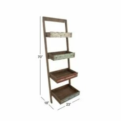 Coupon 🔔 70" Wood 4 Shelf Leaning Shelf Book Shelf Brown - Olivia & May 🥰 -Bookshelves And Bookcases store unnamed file 2484