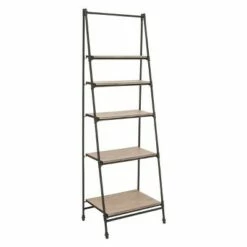 New 🥰 72" Metal and Wood 5 Shelf A Frame Book Stand Black - Olivia & May 😉