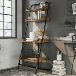 New 🛒 70.86" Humbolt Ladder Display Shelf - HOMES: Inside + Out Light Hickory 😍