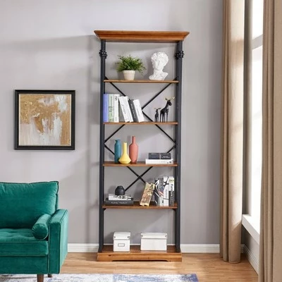Wholesale β€οΈ 86.5" Juanita 6 Tier Etagere Wood and Metal Open Bookcase Distressed Wood - Danya B. 𧨠3 Wholesale β€οΈ 86.5" Juanita 6 Tier Etagere Wood and Metal Open Bookcase Distressed Wood - Danya B. π§¨