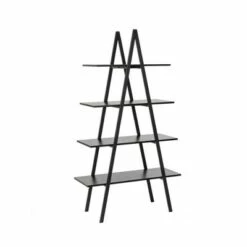 Best Pirce 🎁 65" 4 Tier Metal and Wooden Leaning Bookcases and Ladder Shelves - Glitzhome Walnut 💯 -Bookshelves And Bookcases store unnamed file 2575