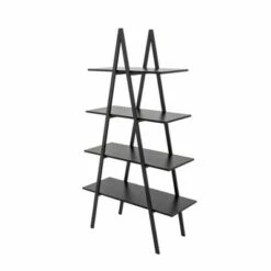 Best Pirce 🎁 65" 4 Tier Metal and Wooden Leaning Bookcases and Ladder Shelves - Glitzhome Walnut 💯 -Bookshelves And Bookcases store unnamed file 2579