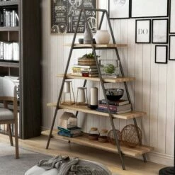 New ⌛ 59" Mathews 4-Shelf Ladder Bookcase Bronze - HOMES: Inside + Out 😀