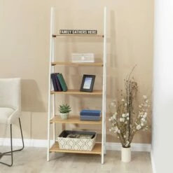 Wholesale 😉 72.25" Medford Ladder Bookshelf Distressed White - OSP Home Furnishings ❤️ -Bookshelves And Bookcases store unnamed file 2677