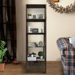 Wholesale 😀 4 Shelf Wooden Ladder Bookcase with Bottom Drawer - The Urban Port White 👍 -Bookshelves And Bookcases store unnamed file 2697