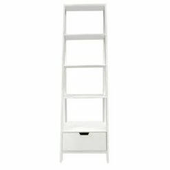 Wholesale 😀 4 Shelf Wooden Ladder Bookcase with Bottom Drawer - The Urban Port White 👍 -Bookshelves And Bookcases store unnamed file 2699