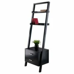 Brand new ❤️ 69.36" Bellamy Leaning Shelf with Storage Black - Winsome 👏 -Bookshelves And Bookcases store unnamed file 2705
