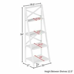 New โ๏ธ Lavish Home 4-Tier Ladder Bookshelf with X-Back Frame โ Freestanding Bookcase, White โ๏ธ