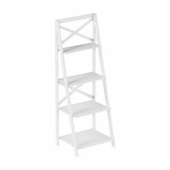 New ✔️ Lavish Home 4-Tier Ladder Bookshelf with X-Back Frame – Freestanding Bookcase, White ✔️ -Bookshelves And Bookcases store unnamed file 2731
