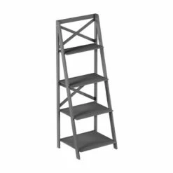 Brand new 🎉 Lavish Home 4-Tier Ladder Bookshelf with X-Back Frame – Freestanding Bookcase, Gray 🛒 -Bookshelves And Bookcases store unnamed file 2752