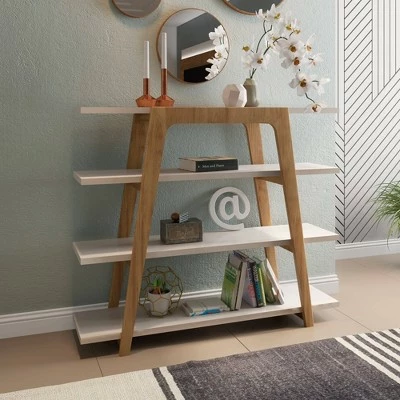Brand new ❤️ Gowanus Ladder Bookcase - Manhattan Comfort Off White ❤️ 3 Brand new ❤️ Gowanus Ladder Bookcase - Manhattan Comfort Off White ❤️