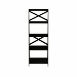 Coupon ✨ Hastings Home Lavish Home 4-Tier Ladder Bookshelf with X-Back Frame – Freestanding Bookcase, Black 🎁