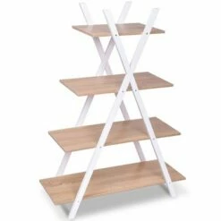 Best Pirce 👍 Costway 4-Tier Bookshelf Storage Display Shelves Bookcase Ladder X-Shape ✨ -Bookshelves And Bookcases store unnamed file 2790