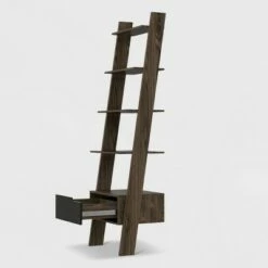 Best deal 🔥 70" Aster 4 Tier Leaning Bookcase Rich Oak - RST Brands 🤩