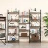 Hot Sale 👍 HOMCOM 5-Tier Industrial Look Bookshelf with Open Storage Display Rack Metal Frame for Home Office Walnut 😀 -Bookshelves And Bookcases store unnamed file 2799