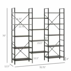 Hot Sale 👍 HOMCOM 5-Tier Industrial Look Bookshelf with Open Storage Display Rack Metal Frame for Home Office Walnut 😀 -Bookshelves And Bookcases store unnamed file 2802