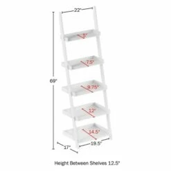 Budget ❤️ Lavish Home 5-Tier Ladder Bookshelf - Leaning Decorative Shelves, White 🧨