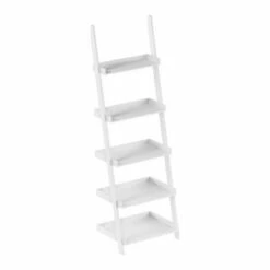 Budget ❤️ Lavish Home 5-Tier Ladder Bookshelf - Leaning Decorative Shelves, White 🧨 -Bookshelves And Bookcases store unnamed file 2811