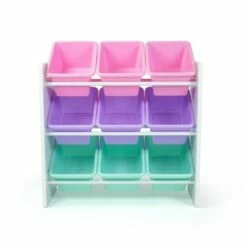 Best Pirce ⭐ 9 Bin Toy Storage Organizer with Chalkboard Side Panel White - Humble Crew 🔔