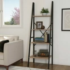 Cheap 🔔 Hastings Home 4-Tier Ladder-Style Bookcase, Gray 🎉 -Bookshelves And Bookcases store unnamed file 2824