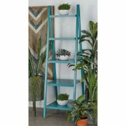 Coupon ❤️ Wood Ladder Leaning Bookshelf - Olivia & May Turquoise ✔️