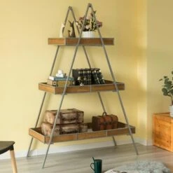 Top 10 ⌛ Vintiquewise Large Ladder Triangular 3 Tier Metal Display Shelving Server Rack ⭐