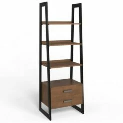 Buy 🎁 18.5" Hawkins Metal/Wood Ladder Shelf with Storage Walnut - WyndenHall 😍