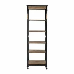 Coupon ๐ 72" Wooden Bookshelf with 5 Cases and Casters Brown - Benzara ๐