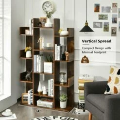 Coupon 🧨 Costway Bookshelf Tree-Shaped Bookcase w/13 Storage Shelf Rustic Industrial Style 😍 -Bookshelves And Bookcases store unnamed file 2965