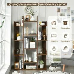 Coupon 🧨 Costway Bookshelf Tree-Shaped Bookcase w/13 Storage Shelf Rustic Industrial Style 😍 -Bookshelves And Bookcases store unnamed file 2966