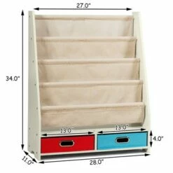 Best Pirce 🥰 Costway Kids Book Rack Toys Organizer with 4 Sling Bookshelf & 2 Boxes EspressoBeige 😉 -Bookshelves And Bookcases store unnamed file 2978