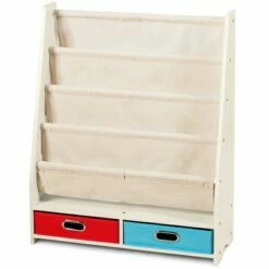 Best Pirce 🥰 Costway Kids Book Rack Toys Organizer with 4 Sling Bookshelf & 2 Boxes EspressoBeige 😉 -Bookshelves And Bookcases store unnamed file 2979