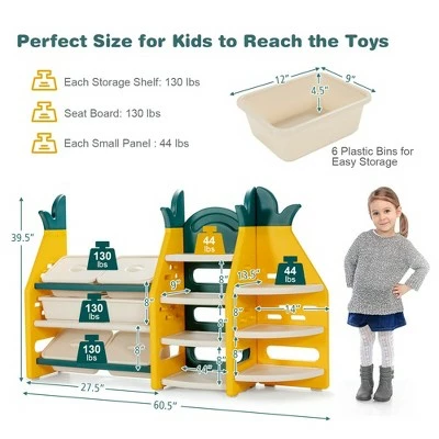 Best Pirce ๐ Costway 3-in-1 Kids Toy Storage Organizer Bookshelf Corner Rack w/ Plastic Bins ๐ 3 Best Pirce ๐ Costway 3-in-1 Kids Toy Storage Organizer Bookshelf Corner Rack w/ Plastic Bins ๐
