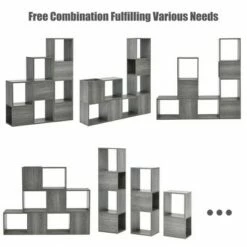 Wholesale 👏 Costway Bookshelf Free Combination Bookcase Storage Organizer Display Shelf Gray 🎉 -Bookshelves And Bookcases store unnamed file 3008